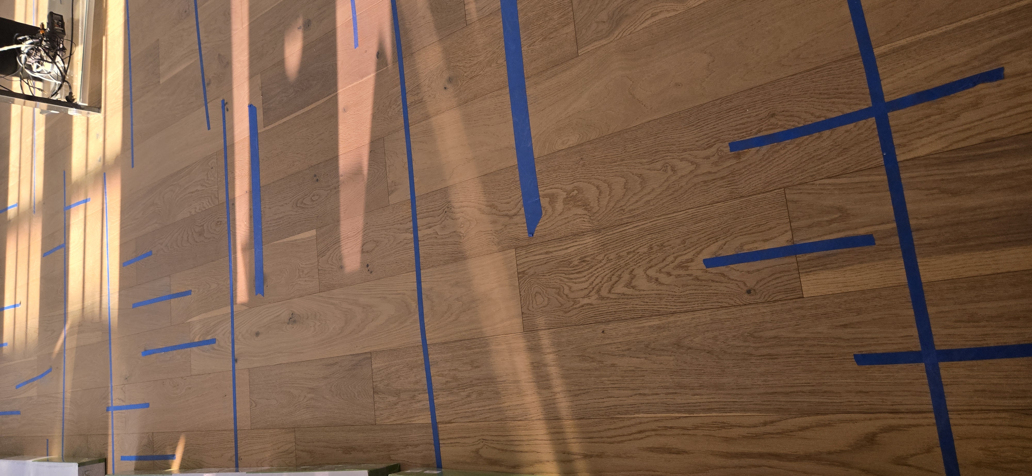 Detailed view of flooring installation work